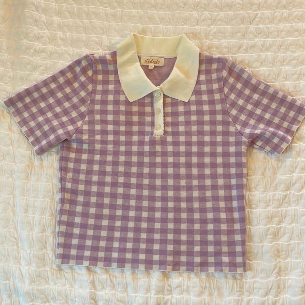 Gingham Collared Knit Sweater